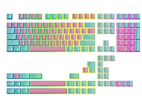 Ranked Klawisze Pudding v2 PBT | 145 Układ Półprzezroczystych Podwójnych Strzałów ANSI US i ISO | Profil OEM dla Mechanicznej Klawiatury do Gier RGB (Miami Vice)