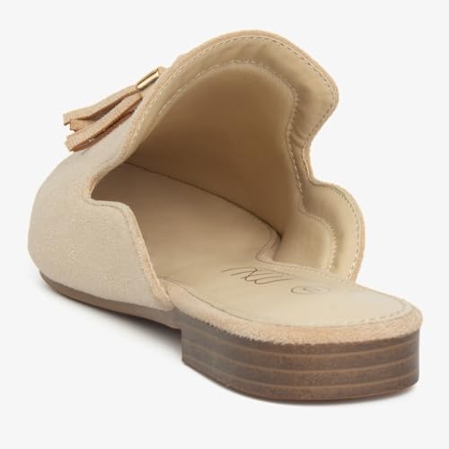 Image of MUSSHOE Mules for Women with Bow Knot: Pointed Toe Flats - Cloud-Cushion Suede Backless Loafers for Office & Casual Wear - Wide-Fit Friendly Slip On Slides with Memory Foam