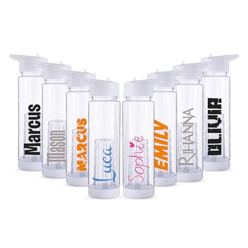 Print Maniacs Personalised Water Bottle 730ml BPA Free Plastic Any Name School Childrens Kids Adult Gym Sports Outdoor Hiking Customizable Sport Beaker Easy Carry Removable Fruit Infuser