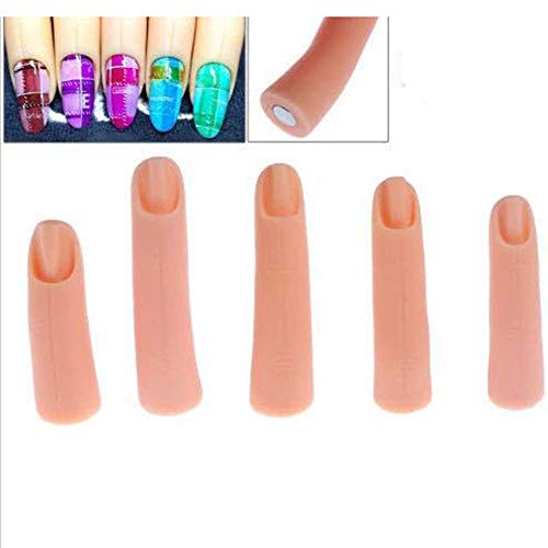 5Pcs Silicone Fake Finger Acrylic UV Gel Nail Art Practice Manicure False Fingers Fake Finger with Magnet for Hand Nail Art Training Display Tools image 5