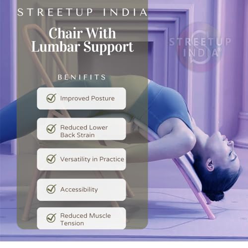 Image of Streetup India Iyengar Yoga Chair with Lumbar Back Support Backless /Meditation Chair for Yoga|Brown (Brown Leather Seat)