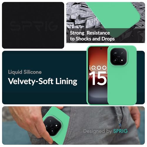Image of SPRIG Compatible with IQOO 15 5G SilkTone Silicone Back Cover Drop Tested Shock Proof Mobile Case for Men, Women, Boys and Girls with Camera Protection (Pastel Green)
