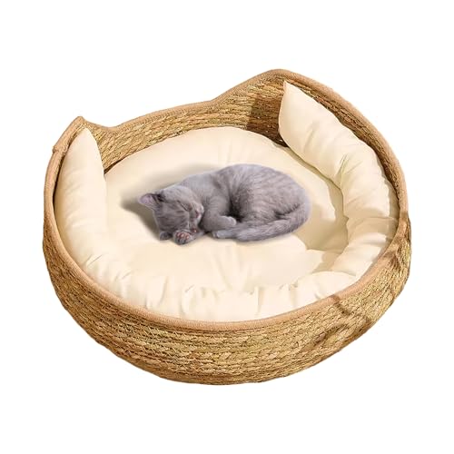 Katzenbett Mit Kissen, Rattan Katzenhütte Katzenhöhle Katzenbett,...