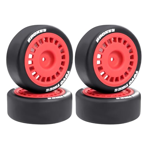 12mm Hex 66 * 26mm Tires Wheels for 1/10 LC PTG-2R Tamiya 1/10 XV01 xv02 HSP MJX 10303 10304 xts-s10/ Rally Ford (Red A)
