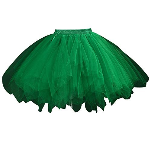 Faldas de Tul Cortas Falda Tutu Mujer Falda Tul Disfraz Fiesta Corta Tutú para Bodas Disfraces con Tutu Ballet Adulto Enaguas para Vestidos Tutus Bailarina Pollera de Tul Capas Enagua Minifalda Verde