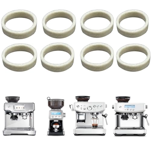 8-Piece Felt Washer Replacement for Breville Espresso Machine Grinders - Compatible with BES870/BES876/BES878/BES880/BES980/BCG820 Models, Espresso Grinder Felt Ring Eiranoly