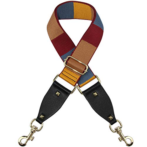 Image of Duwi Wide Purse Strap Multicolor Striped Guitar Style Strap Adjustable Canvas Crossbody Bag Strap