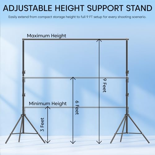 Image of Sounce 8x12 Feet Green Screen Backdrop with 9x9 Feet Adjustable Stand Kit | Foldable & Portable | Carry Bag Included | for Photography, Videography & Video Conferencing