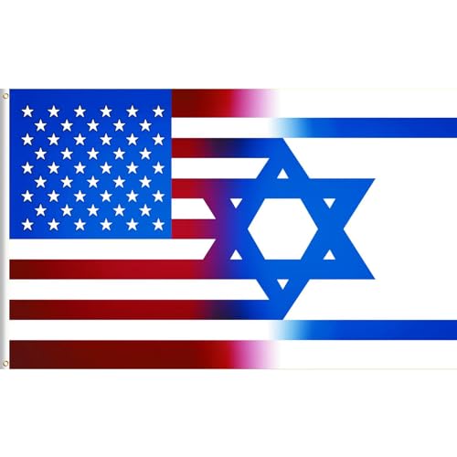 Lixure USA Israel Flag 4 x 6 FT, 120 x 180 cm Flag of American and Israeli, Polyester Banner for Outdoor, Vivid Color, Fade Proof, Durable, with 2 Brass Grommets