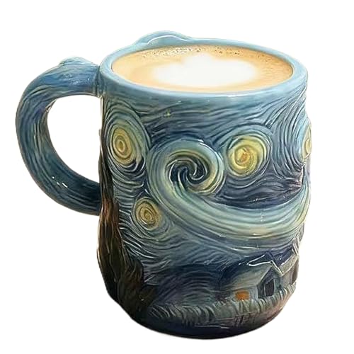Taza artística de resina apta para microondas, tazas de café artísticas, para vino, capuchino, leche, cacao, cerveza, cocina, cafetería, restaurante, cumpleaños
