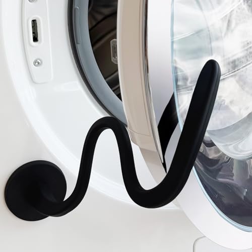 Front Load Washer Door Prop and Holder – Magnetic Door Stopper with Strong Magnet and Flexible Hose – Keep Washer Door Open for Ventilation – Easy to Use, Fits Most Front Load Washers - Black