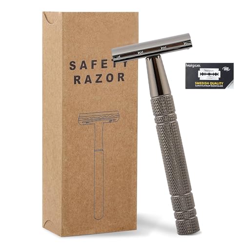 FEXPDL Black Double Edge Safety Razor - Achieve the Perfect Shave | Eco-Friendly and Reusable | Durable Razor Blades | Ideal for Men and Women | Sustainable Shaving Solution