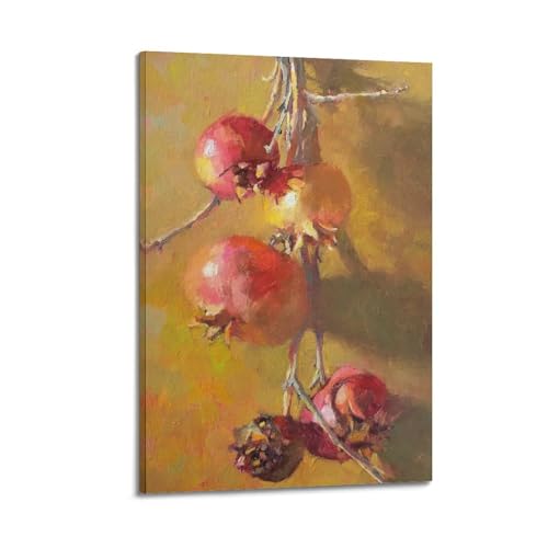 Peinture à l'huile motif grenades 30x45cm - Art mural sur toile décoratif