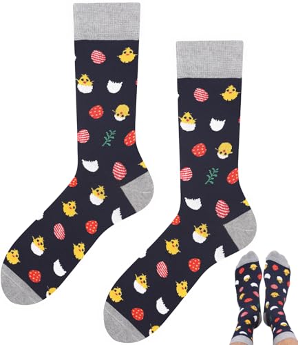 TODO Lustige Ostersocken Damen und Herren Osterferien Socken Motiv Osterei Küken Socken Lustig (Mil SZ Ostersocken 39-42)