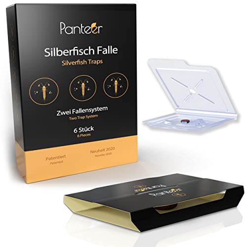 Panteer ® Lutte Contre Les Poissons d'argent - Lot de 6 - Système de Deux pièges - Piège à Poissons d'argent - 3 pièges pour Les chemins et 3 pièges brevetés - sans Insecticide Cover
