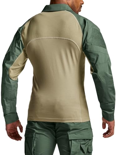 Image of CQR Men's Tactical Combat Shirt, 1 /4 Zip Long Sleeve Breathable Military BDU Training Top for Shooting, Hunting, Range Use