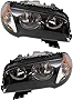Evan-Fischer Headlight Set Compatible with 2004-2006 BMW X3 Left Driver and Right Passenger Side Halogen With bulb(s)