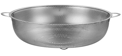 Wunnicx ステンレス ザル ざる ストレーナー 水切りカゴ 食器 野菜 水切り サラダ 水切りラック こし器 パスタ ラーメン ざる パンチングストレーナー リング付き 盆ざる 洗いやすい 丈夫 大容量 (足付き二重リング,23cm)