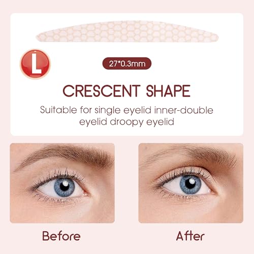 GEMERRY Schlupflider Stripes Unsichtbar,L Augenlid Stripes, Unsichtbar Schlupflider Tapes, Wasserdicht Lifting ohne OP, Lid Lifting Stripes mit Gabelstangen Pinzette(Augenlidstreifen-L(S06)