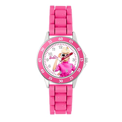 Barbie Reloj analógico de Cuarzo para niñas con Correa de Silicona BAB9003 AMZ, Rosa, Casual Chic