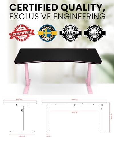 Image of Arozzi Arena Ultrawide Curved Gaming Desk Pink