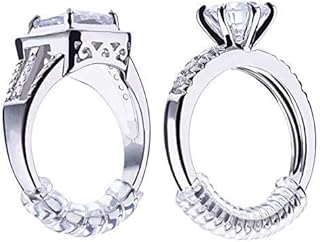 Invisible Ring Size Adjuster for Loose Rings, Clear Silicone Ring Guard, Ring Sizer, Jewelry Spacer, Soft Spiral Ring Tightener Set, 4 Sizes Fit for Any Rings, 4inch 10cm, 16PCS