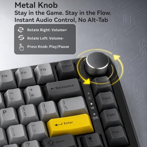 Image of AJAZZ AK820 HE Wired 75% Gaming Keyboard, Hall Effect Magnetic Switch with Rapid Trigger, 8KHz Polling Rate, Gasket Mount, PBT Keycaps, RGB Backlit, Metal Volume Knob for PC /Mac, Black