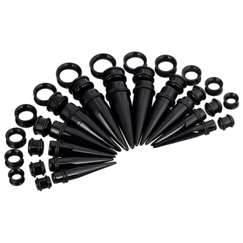 Oyaface 36 Pieces Ear Stretching Piercing Kit Acrylic Tapers Silicone Tunnels Plugs 00G-20mm Big Gauges Expander Set Body Jewelry for Men and Women