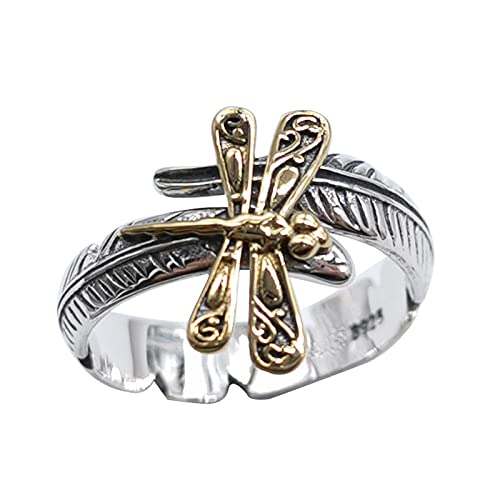 Bague ajustable libellule jaune S925 résout les problèmes de taille de doigt