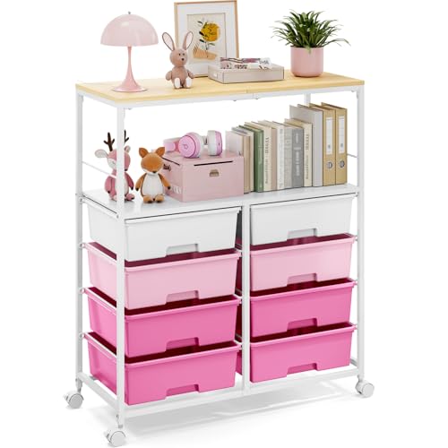 Rolling cart with 8 drawers,Storage drawer cart...