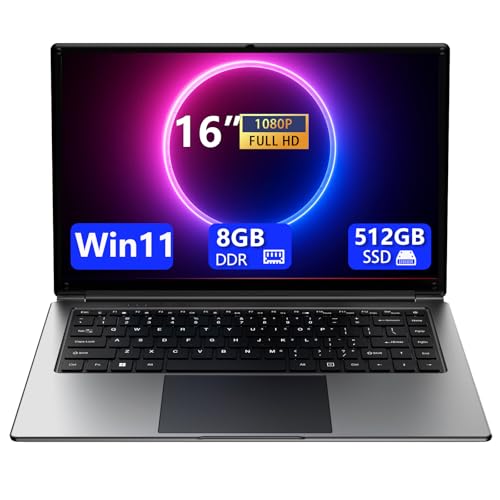 16-Zoll-Laptop, tragbarer mit 8GB DDR und 512GB SSD,erweiterbar auf 1 TB.Pentium-Quad-Core-Prozessor...