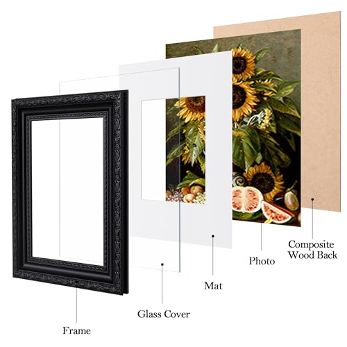 Image of eletecpro 4x6 Vintage Picture Frame, Glass Cover, Black, 2-Pack | Display Photo 3.5x5 with Mat or 4x6 without, Horizontal or Vertical, Tabletop or Wall Decor