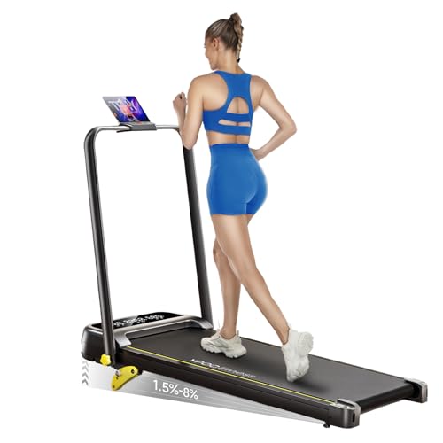 YPOO Cinta de Correr Plegable 8% Inclinación, 2.5HP Walking Pad,3 en 1 Cinta de Andar Escritorio para Hogar/Oficina 1 a 8 km/h, Carga máxima de 140 kg, Magnético Mute,Control Remoto & App