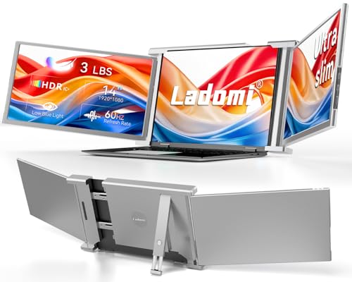 Image of Laptop Screen Extender, 14 inch FHD 1080P IPS Laptop Monitor Extender, 315 Rotation Triple Portable Monitor for 13.5 inch -16.5 inch Laptops, Type-C /HDMI /USB-A Plug & Play for Wins, Mac, Android, Switch