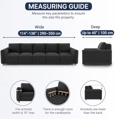 Image of Bellissima Sofa Covers - Premium Luxury Microfibra Plain Stretchable Sofa Cover 5 Seater Fully Covered Slipcover, Imported from Italy (Vanilla)