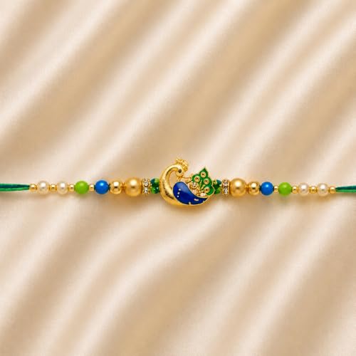 Image of CraftVatika Peacock Rakhi with Gift Combo Set for Brother Boy Man, Designer Peacock Rakhi Gift Combo Set for Brother Bhaiya Bhai, Premium Rakhis for Rakshabandhan, Raksha Sutra Thread for Him
