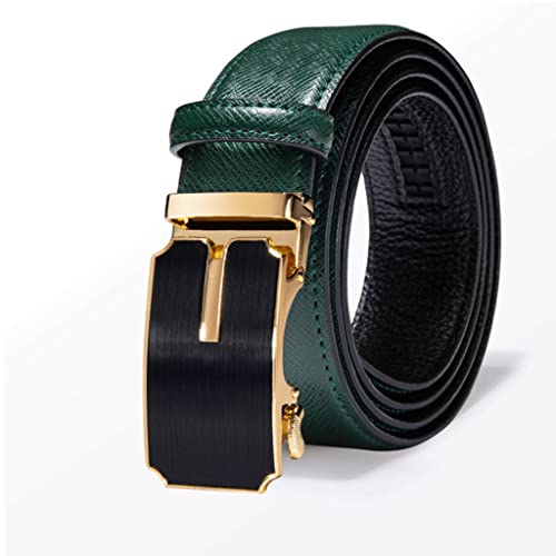 JSEIAJB Green Genuine Leather Belts For Men Metal Automatic Buckle Men's Belt Waist Strap