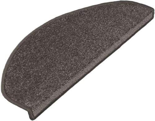 casa pura 15x Treppenstufen Matten, Stufenmatte innen für Treppe, Dynasty Velours Treppenteppich selbstklebend, Teppich für Treppenstufen (halbrund, Anthrazit)