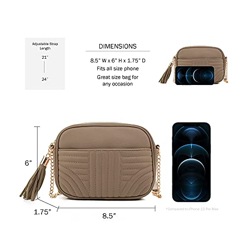 Image of EVVE Quilted Crossbody Bags for Women - Stylish Camera Bag with Tassel - Lightweight Medium Size Shoulder Purse