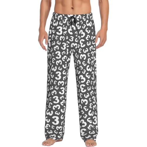 Vosery Mens Pajama Pants Bottoms With Pockets- Math Number 3 Print Soft Men Lounge Pants, Comfy Mens Pj Pants4