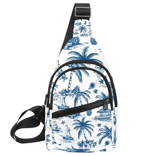 Mochila cruzada Blue Tropical Island para tus viajes, rutas de senderismo y entrenamientos