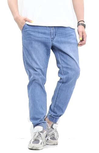 [エドウィン] ZED JEANS EZD32J ジョガーパンツ ストレッチ デニム ジーンズ (JP, アルファベット, L, 156：ライトブルー)