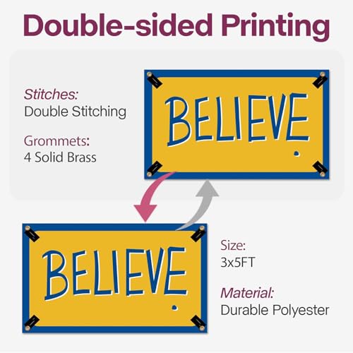 Drapeau Believe en polyester résistant avec œillets en laiton brillant - 3