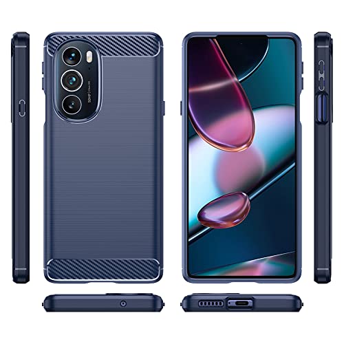Image of NPRC Hybrid Ultra Slim Protective Case TPU Non-Slip Carbon Fiber Texture Shockproof Case Cover for Moto Edge 30 Pro - Blue