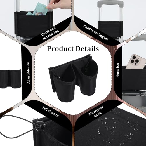 Suitcase Cup Holder for Travel,Oxford Cloth Luggage Cup Holder, Portable and Adjustable Luggage Drink Holders, Suitable for Luggages Handle, Travel Accessories,Black4