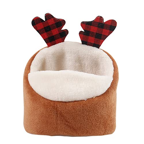 Yurika 小動物用ハウス 冬用 寝袋 ハムスター ハウス ペットの暖かいミニ巣 小動物 ハムスター クッションベッド 休憩所 遊び場 鹿