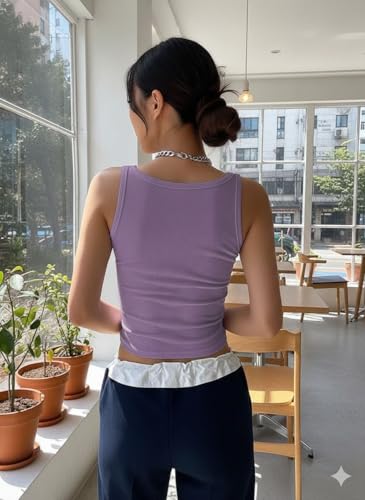 Image of JC JUMMY COUTURE Cotton Solid Square Neck Sleeveless Crop Top for Women | Regular Fit Ribbed Tank Top | Casual Summer Wear for Girls & Woman | Trendy Crop Tank Tops