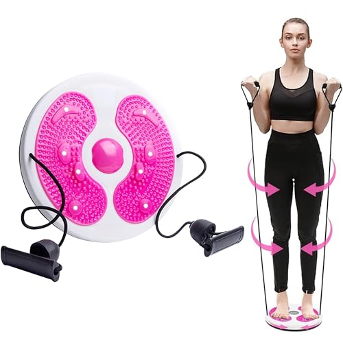Twist Waist Disc Balance Board with Resistance Bands (Pink)