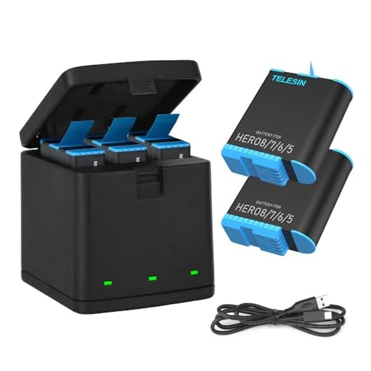 TELESIN 2-Pack Batteries and 3-Channel USB Battery Quick Charger with Type-C Cord Compatible with GoPro Hero 8 Black, Hero 7 Black, Hero 6, Hero 5 Black