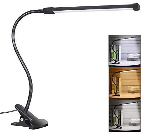 USB LED Clip Lampe de Bureau - 10W LED Lampe de Bureau à Pince, 3 Couleur et 10 Luminosité Réglable, Clip Lampe de Lit/Bureau/Chevet/Lecture pour Livre